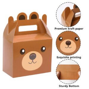 12Pcs Bear Treat Boxes Party Supplies Bear Baby Shower Theme Party Favor Goody Gift Boxes For Kids Boy Girl Brown Bear Theme Birthday Baby Shower Party Decorations Treat Candy Boxes 5.9x3.2x7.9inch