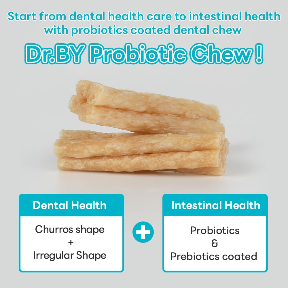 DOCTOR BY Probiotic Chew, Dental Dog Treats with Probiotic Supplement for Small/Medium Dogs – Freshens Breath, Supports Digestive Health (4.6oz, 10 Packs) (Duck) (Probiotics)