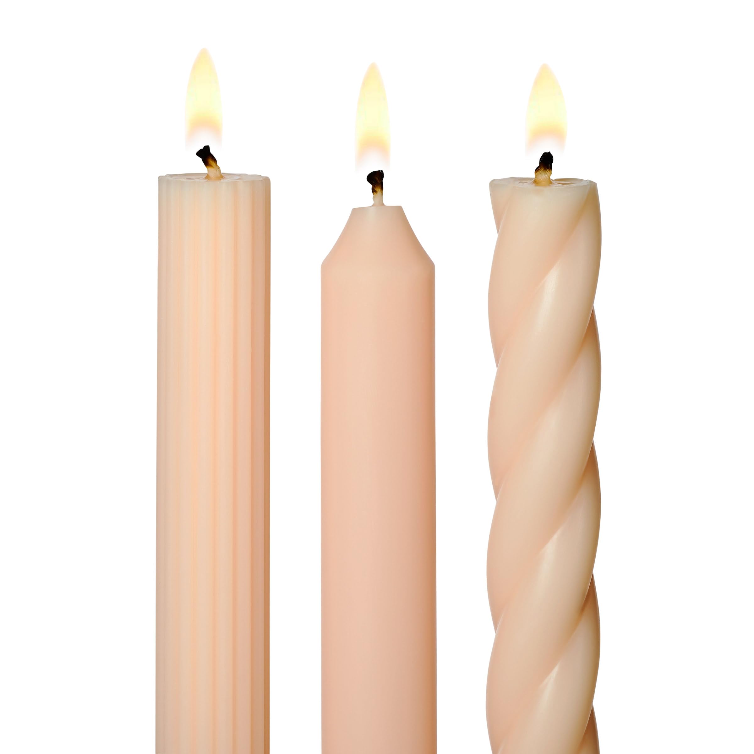 ILLUME Beautifully Done Unscented Assorted Candle Tapers 3-Pack, Blush Pink