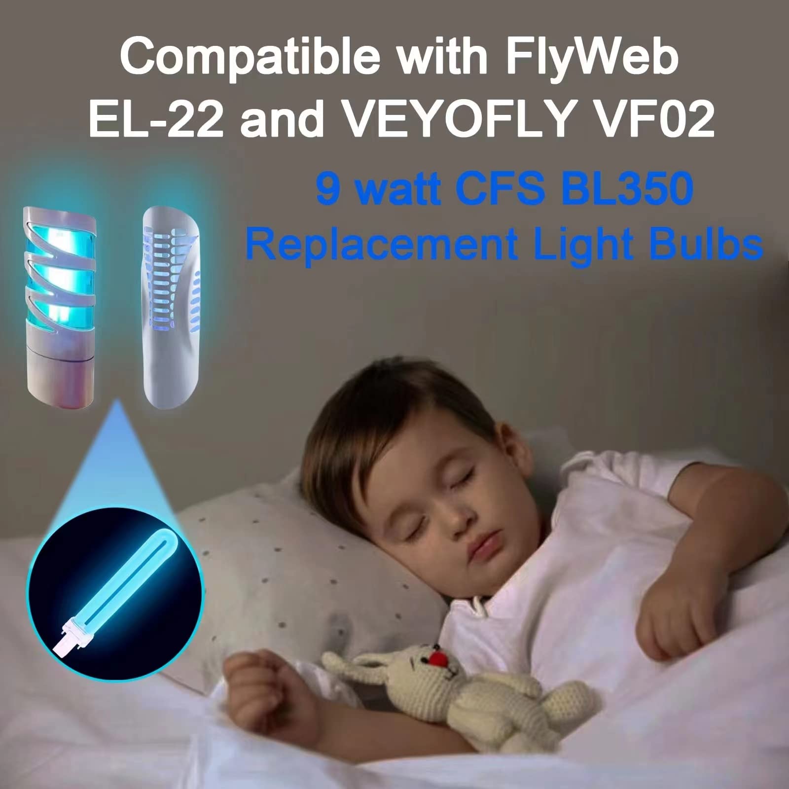 Celiwace UVA Fluorescent Bulb 9W Compatible with EL-22 FlyWeb Classic Fly Light GX23 Base 3 Pack