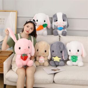 MSGKV Bunny Plush Bunny Stuffed Animals Lop Eared Rabbit Cute Stuffed Bunny Pillow Gift for Women Kids Girls on Christmas Birthday Thanksgiving, 8.6in/22cm Feeding Bottle Bunny