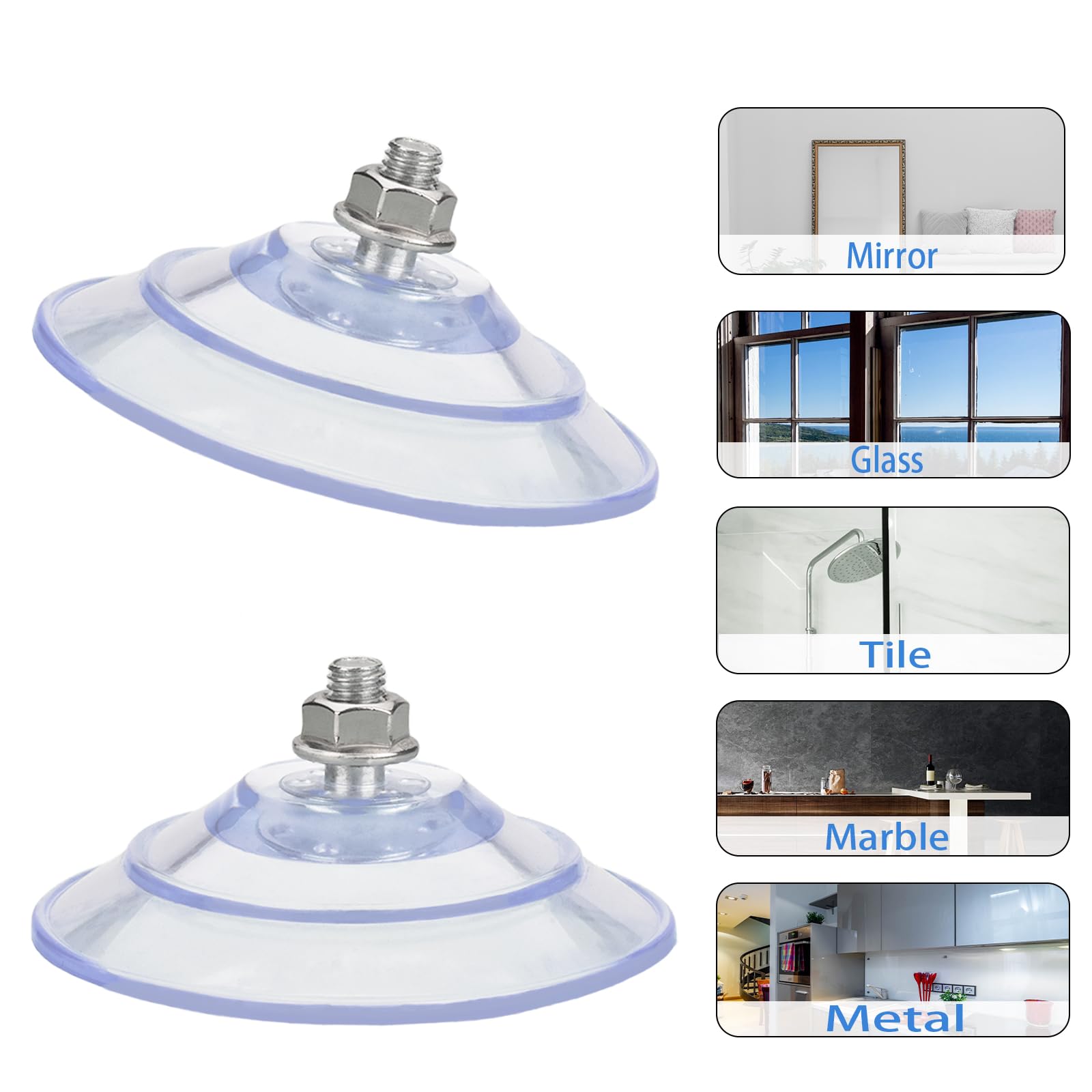 AccEncyc Upgraded Large Suction Cup with Screws 3.4"/85mm Plastic Suction Pads 4 Pack Clear PVC Sucker Pads with M8 Screw Nut Extra Strong Adhesive Glass Suction Holder