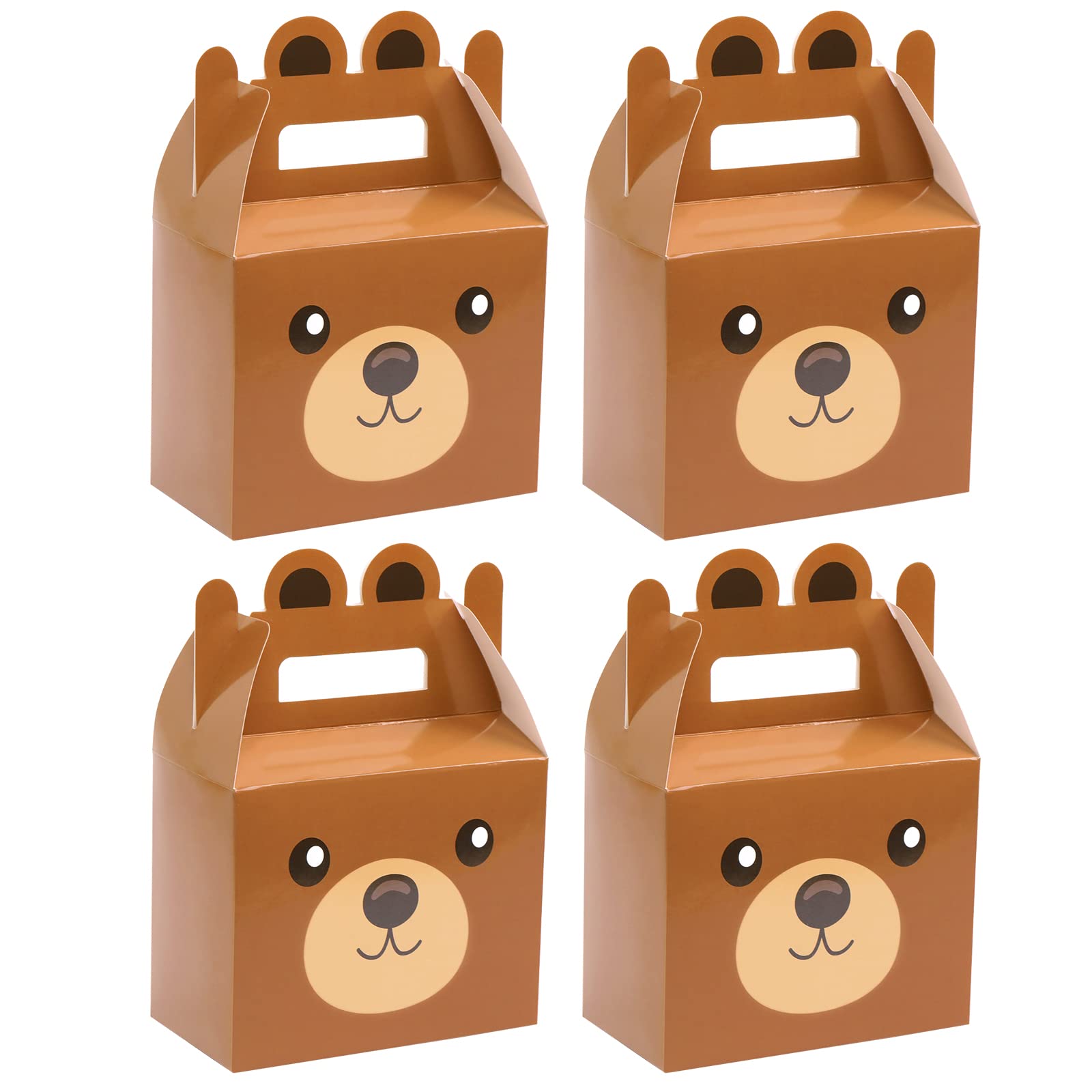 12Pcs Bear Treat Boxes Party Supplies Bear Baby Shower Theme Party Favor Goody Gift Boxes For Kids Boy Girl Brown Bear Theme Birthday Baby Shower Party Decorations Treat Candy Boxes 5.9x3.2x7.9inch