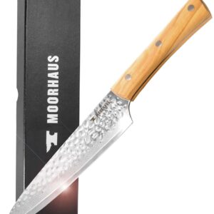 Moorhaus 8" Kitchen Knife, Stainless Damascus Steel 67 Layer - Razor Sharp, Superb Edge Retention, Stain & Corrosion Resistant Chefs Knives