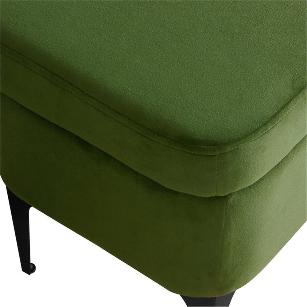 HomePop Upholstered Storage Bench with Metal Leg Home Décor|Bench with Storage for Living Room & Entryway - Green Velvet