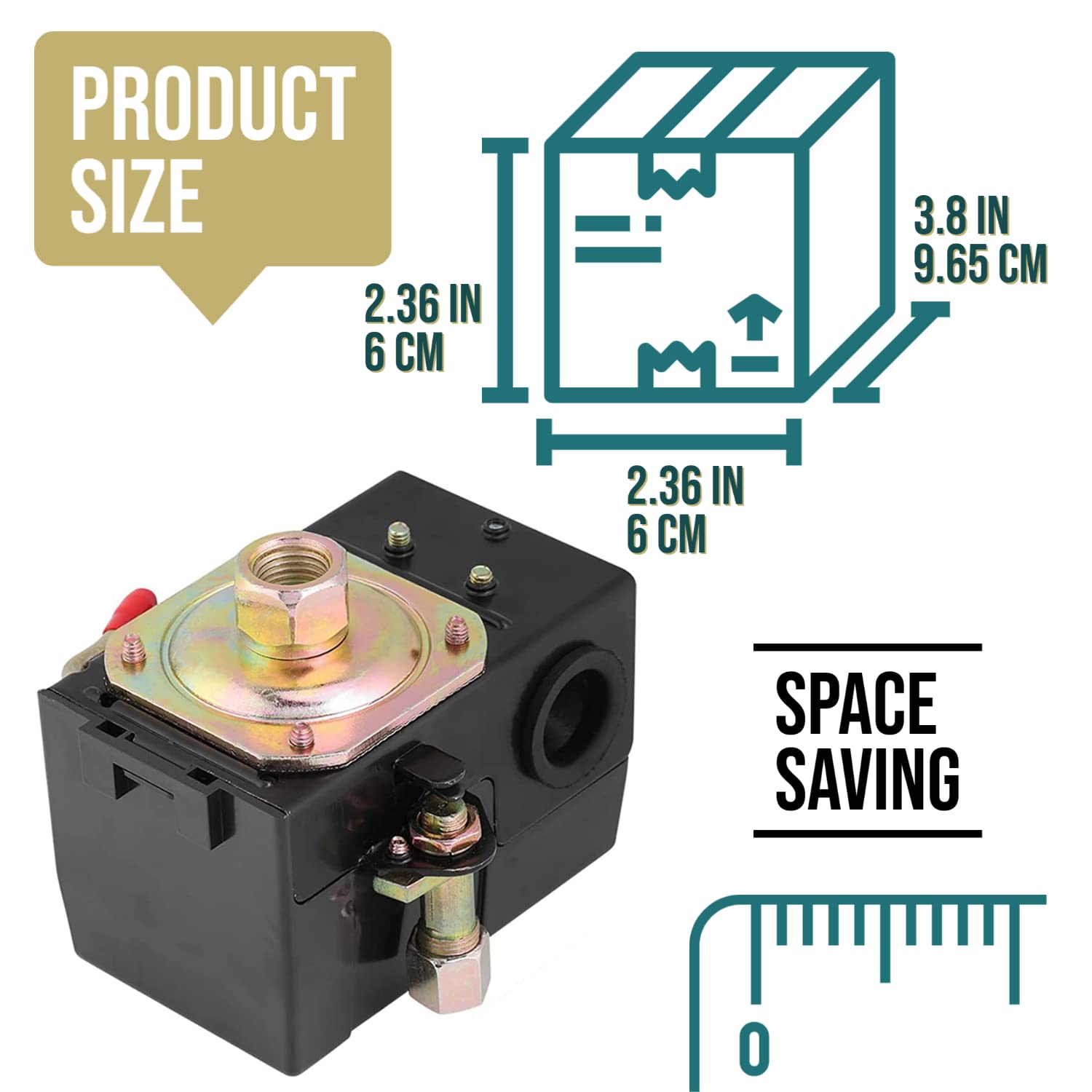 Heavy Duty Air Compressor Pressure Switch Control 90-125 psi Single Port, 26A Replaces