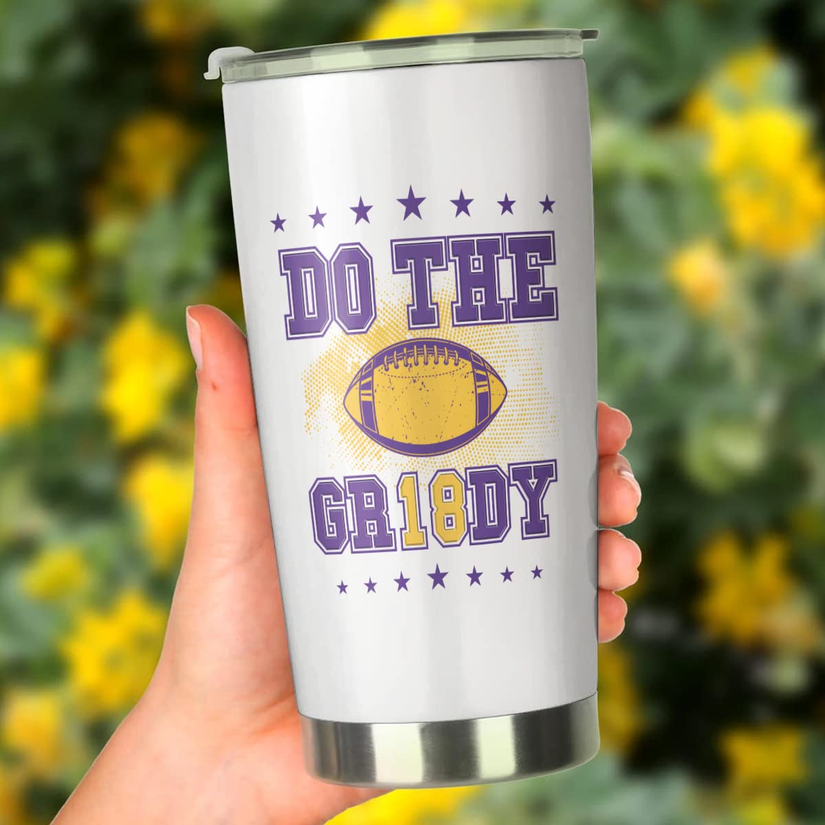 Justin Minnesota Jefferson Griddy - Do The Gr18dy - Coffee Tea Mug Insulated Tumbler With Lid - Birthday, Christmas, Mother Father Day Gifts For Football Fans - 20 Oz| Stainless Steel Mug