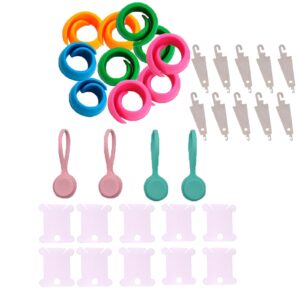 dielianyi 14 pcs fabric huggers cross stitch silicone thread spool holders embroidery sewing cotton reel tidy clips embroidery clips with magnetic fabric clips