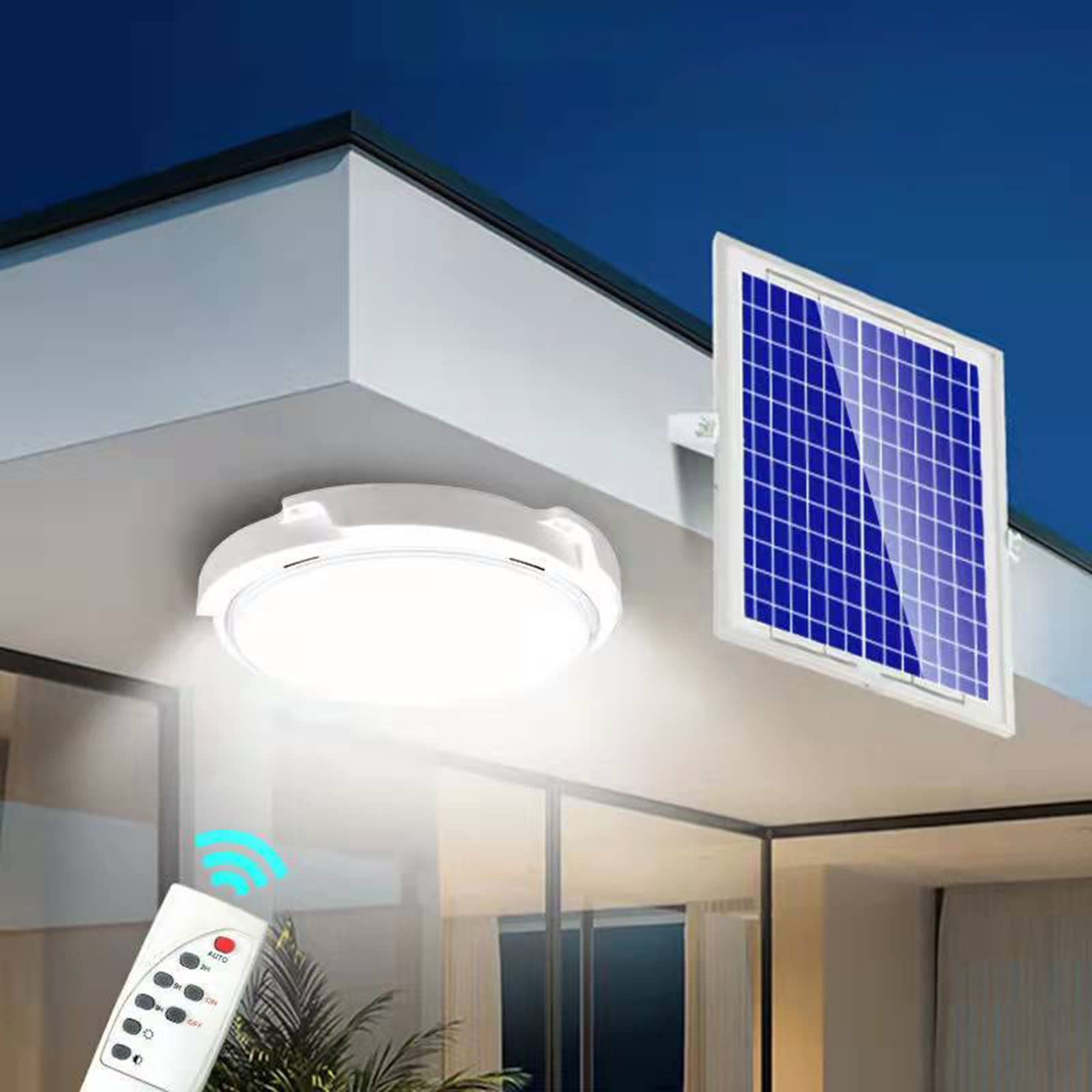 iFCOW Solar Indoor Lights for Home, Solar Shed Lights, Solar Powered Ceiling Light 300W Indoor Light with Remote and Timer for Barn Shed Garage