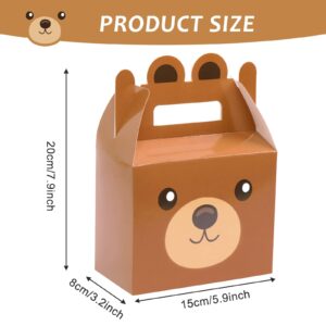 12Pcs Bear Treat Boxes Party Supplies Bear Baby Shower Theme Party Favor Goody Gift Boxes For Kids Boy Girl Brown Bear Theme Birthday Baby Shower Party Decorations Treat Candy Boxes 5.9x3.2x7.9inch