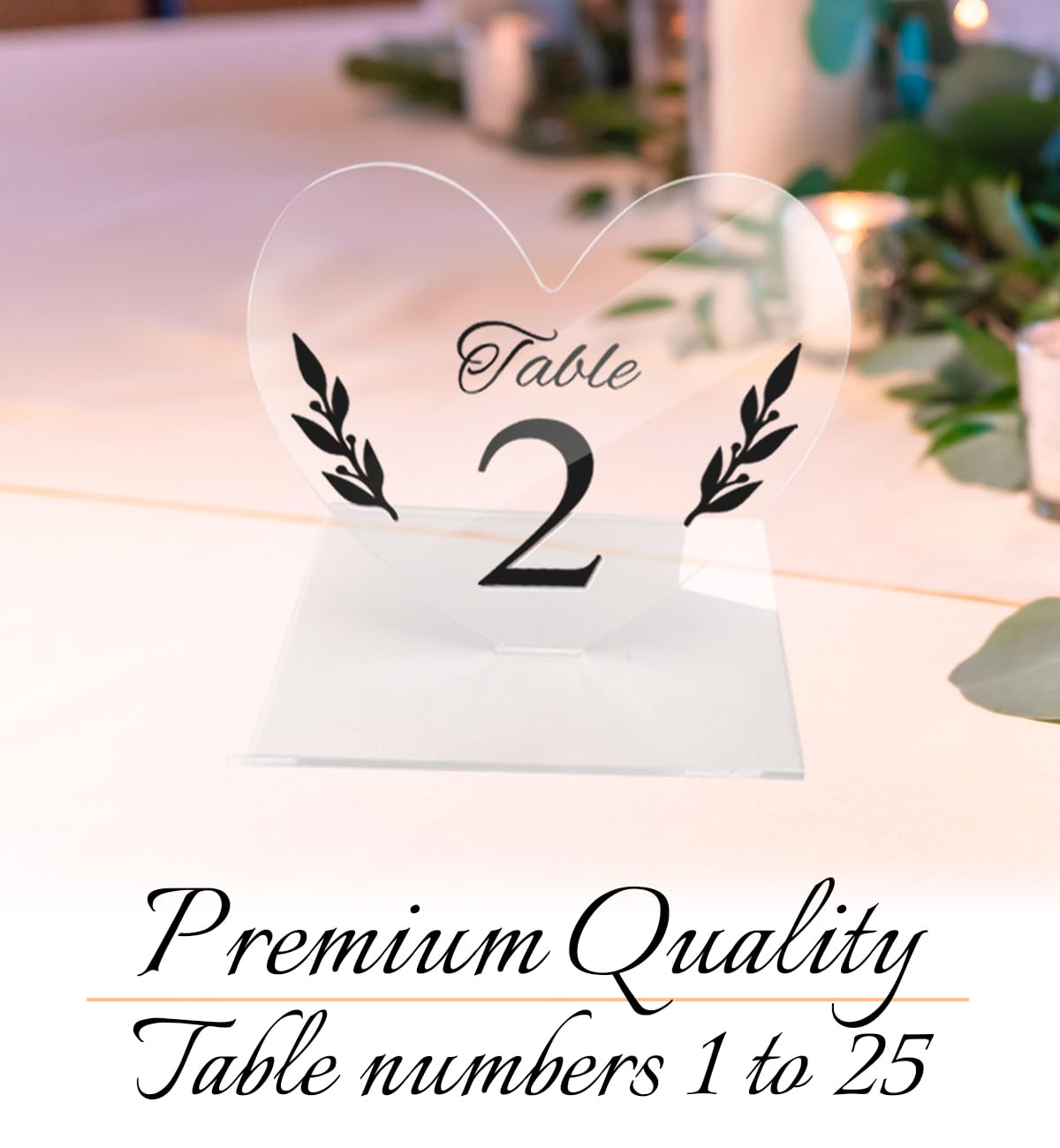 25 PCS Wedding Table Numbers, Table Numbers for Wedding Reception heart shaped, Table Numbers Wedding acrylic, Wedding Table Number with stands.