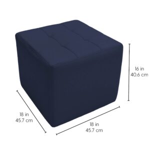 Factory Direct Partners Tufted Square Accent Ottoman; Beautifully Upholstered Furniture for Modern Home, Office, Library or Waiting Area; Seating, Footstool, Side Table Use - Navy, 13381-NV