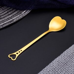 10-Piece Heart-Shaped Stainless Steel Dessert Spoon Set for Home, Restaurant, Cafe, and Bar - Elegant Design, Multi-Functional Usage, and Durable Quality Gold