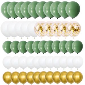 Sage Green Balloon Garland Arch Kit - 117PCS Matte Sage Green White Balloon Chrome Gold Balloons for Jungle Safari Olive Green Baby Bridal Shower Wedding Sage Green Birthday Party Decorations