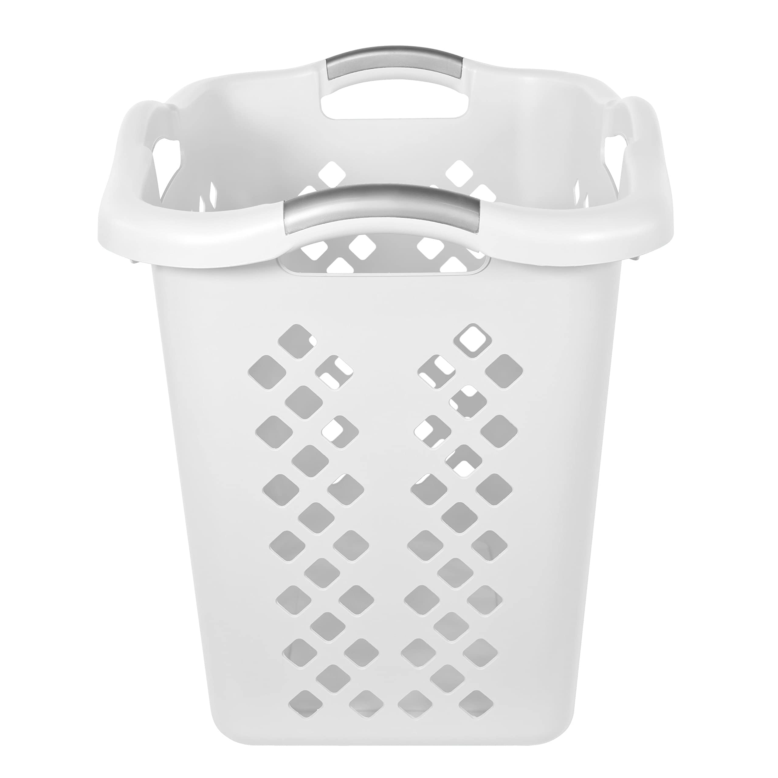 EGEN Home Logic 2 Bushel Lamper Laundry Basket with Silver Handles, White