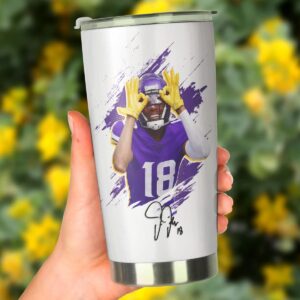 Justin Minnesota Jefferson Griddy - Do The Gr18dy - Coffee Tea Mug Insulated Tumbler With Lid - Birthday, Christmas, Mother Father Day Gifts For Football Fans - 20 Oz| Stainless Steel Mug