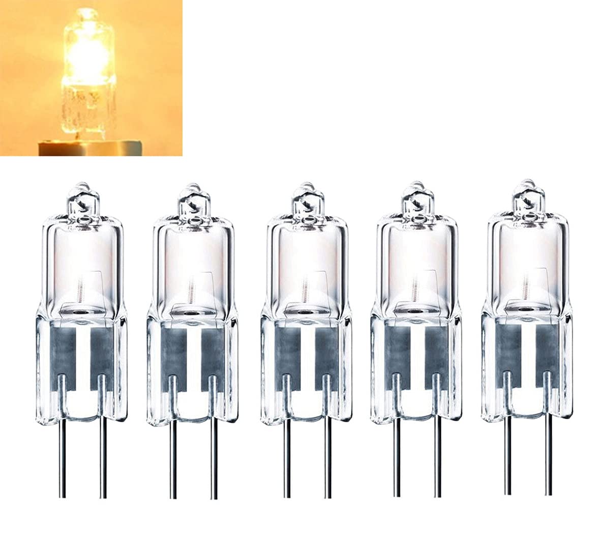 10pcs G4 Halogen Light Bulb 35W T3 JC Type Clear 12V AC/DC Bi-Pin Bulb for Landscape Lighting,Accent Track Under Cabinet Puck Light 360° Warm White (watts, 35)