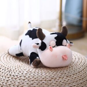 Jensquaify Cow Stuffed Animals, Cute Cow Plush Pillow Toy Cow Plushie Throw Pillow Gifts for Kids, 11.8"