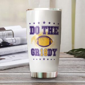 Justin Minnesota Jefferson Griddy - Do The Gr18dy - Coffee Tea Mug Insulated Tumbler With Lid - Birthday, Christmas, Mother Father Day Gifts For Football Fans - 20 Oz| Stainless Steel Mug