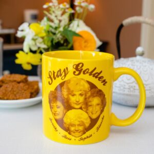 Toynk The Golden Girls Stay Golden Gold Ceramic Mug | BPA-Free Coffee Cup For Espresso, Tea | Holds 20 Ounces