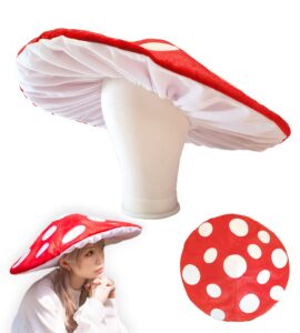 dreamstall mushroom hat costume cosplay accessory party hat cap, oversized with wired brim (red)