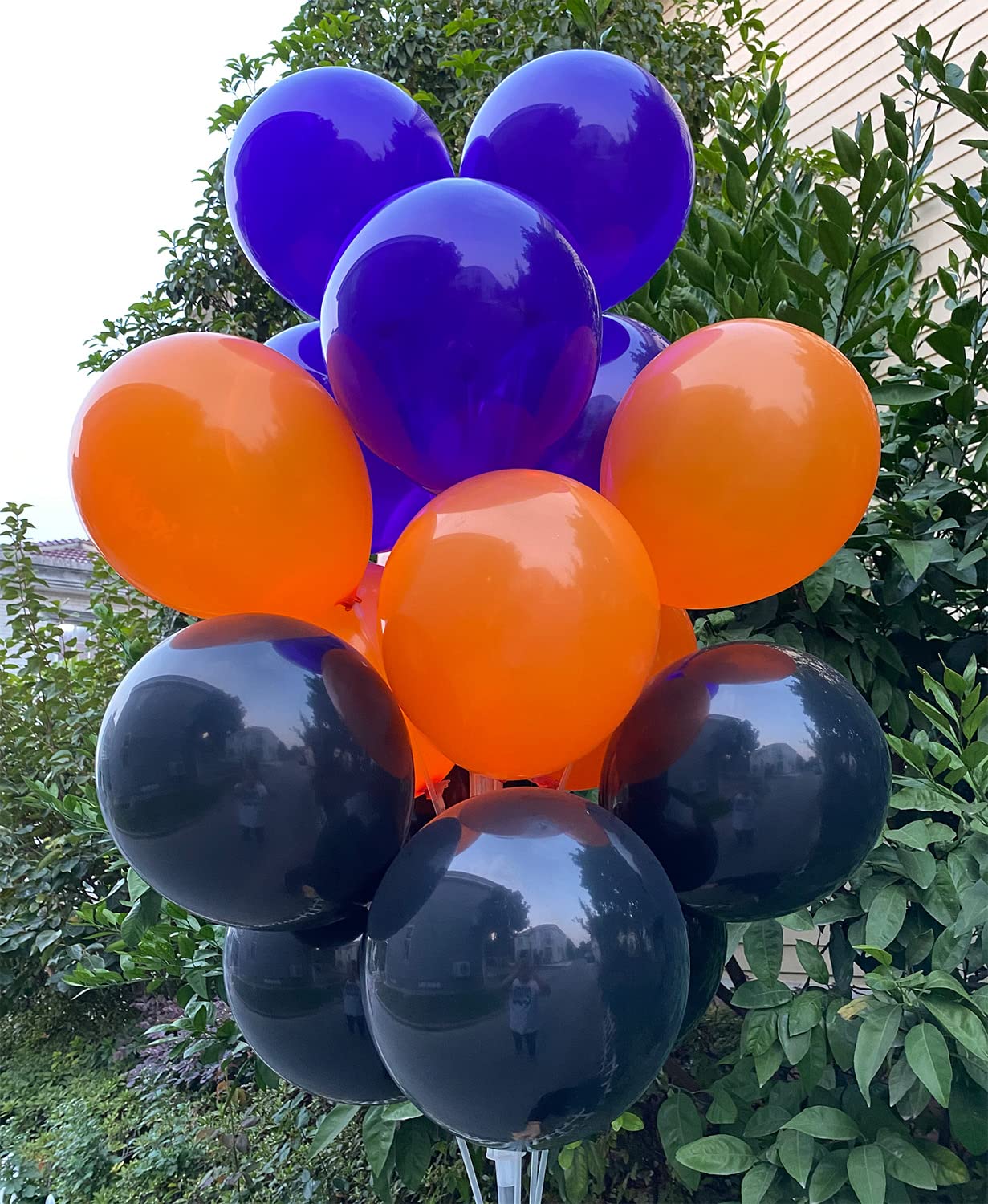 JODIDI 60 Pcs 12-Inch Latex Balloons in Black, Orange, and Purple - Perfect for Halloween, Graduation, Birthday, Baby Shower, and Party Decorations