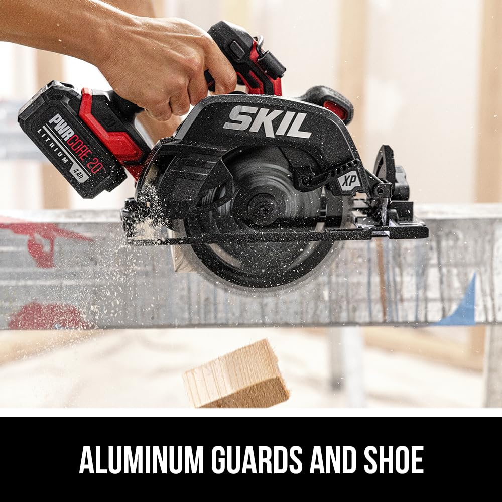 SKIL PWR CORE 20 Brushless 20V 7-1/4" 5300 RPM, Circular Saw Kit Including 4.0Ah Lithium Battery and Quick Charger-CR5440B-10