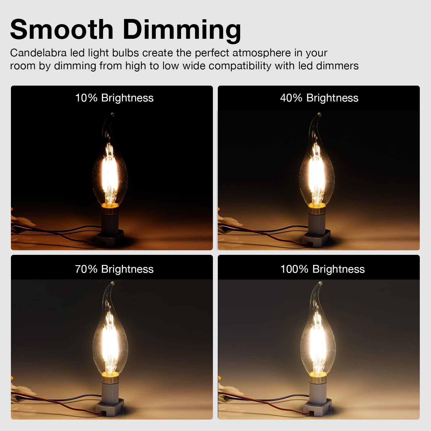 DAYBETTER Candelabra LED Light Bulbs, Chandelier Light Bulbs, LED Candelabra Bulbs 60 Watt Equivalent Dimmable E12 LED Bulb 2700K Warm White,5.5W 600LM Flame Tip Vintage CA11 Candle Light Bulbs 5 Pack