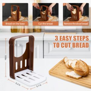 Triiter Bread Box With Bamboo Wood Cutting Board Lid & Bread Slicer Holder, Rectangular Cream Color Bread Container For Kitchen Countertop, 14.8 x 8.4 x 5.3in, Bread Storage Container