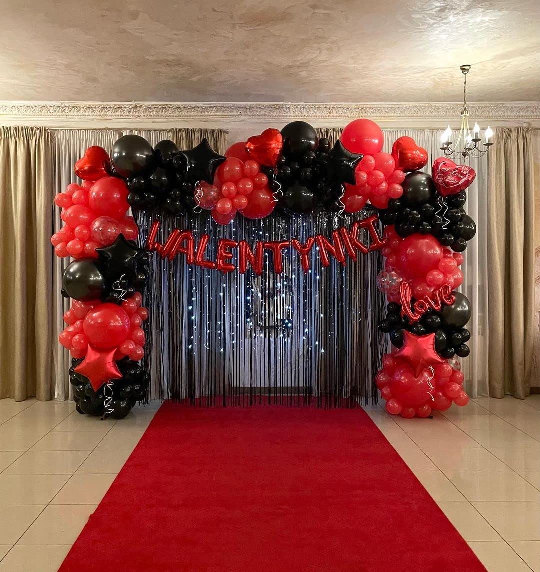 Bezente Red Black Balloons Garland Kit,100Pcs Black Red Balloons and Red Black Confetti Balloons Arch for Wedding Birthday Graduation BBQ Casino Party Prom Party Arch Decoration