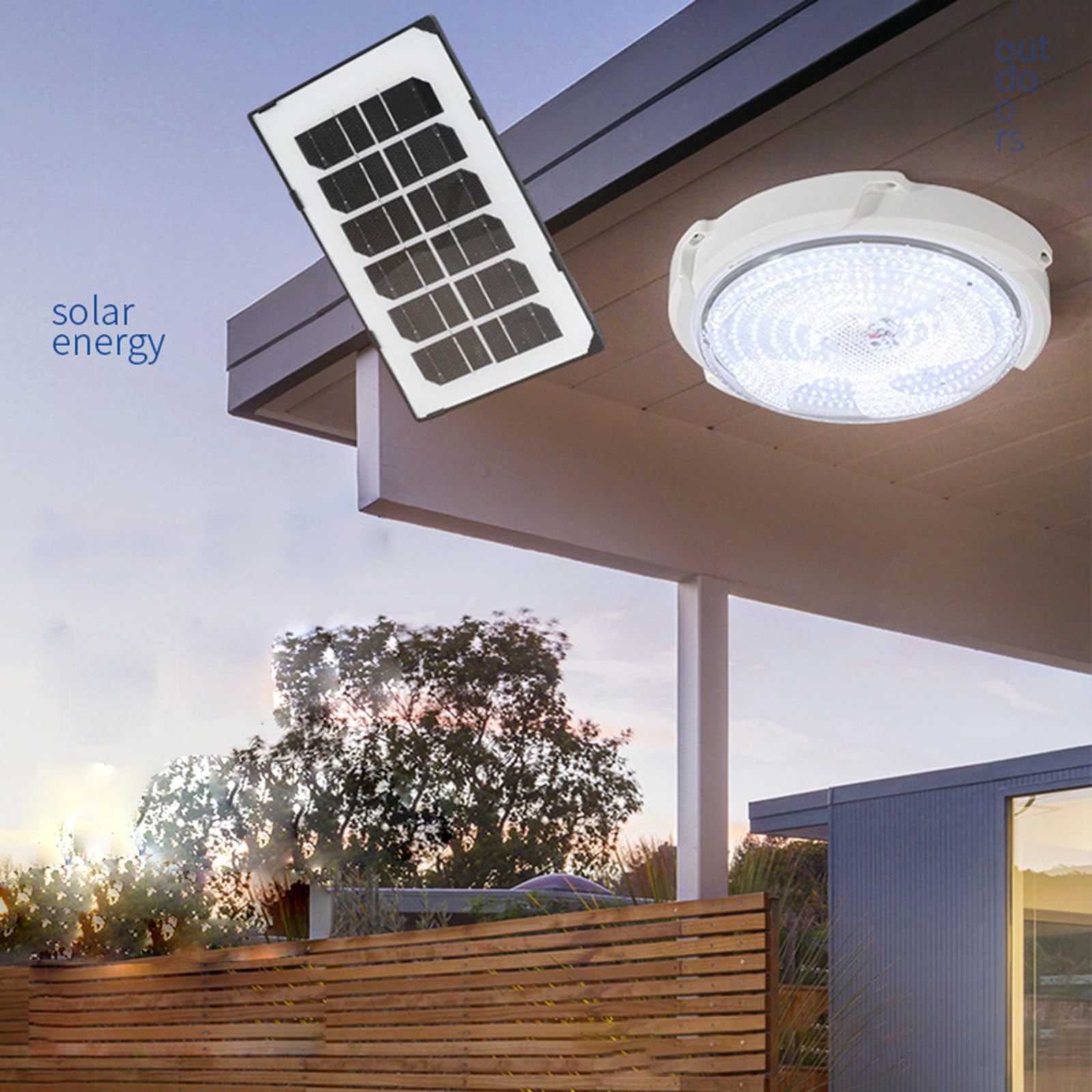 iFCOW Solar Indoor Lights for Home, Solar Shed Lights, Solar Powered Ceiling Light 300W Indoor Light with Remote and Timer for Barn Shed Garage