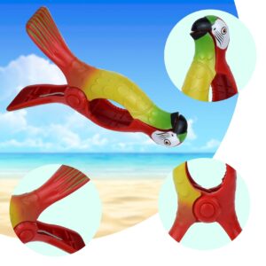 Beach Towel Clips for Chair Jumbo Size Plastic Clothes Pegs for Pool Lounger Secure Clips for Beach Chairs (Parrot-C 2 PCS)