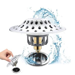 Tmay Bathtub Stopper - Foot-Operated Bath Tub Drain Hair Catcher | Sink Stopper Bathroom Drain, Bathtub Overflow Drain, Shower Laundry Kitchen Washbasin Accessories