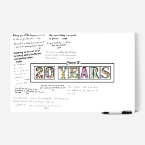 l&o goods 20th birthday, anniversary and graduation decorations | signature board for party | party supplies, guest book, or card alternative | poster size 11x17 | 20 years poster - (unframed)