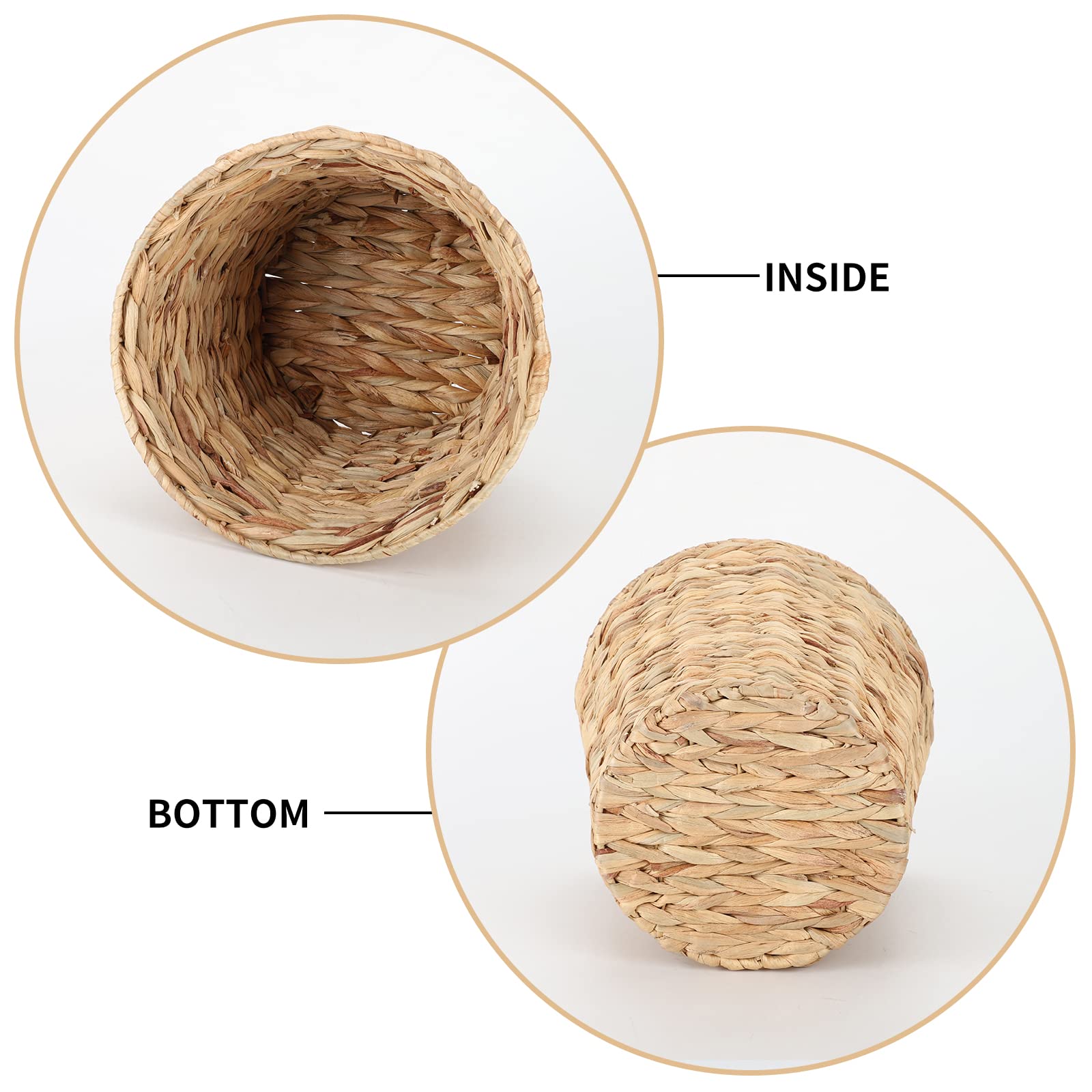 JLKIMZVO Water Hyacinth Wicker Waste Basket, Water Hyacinth Handwoven Garbage Can, Wicker Trash Can for Bathroom, Bedroom, Office