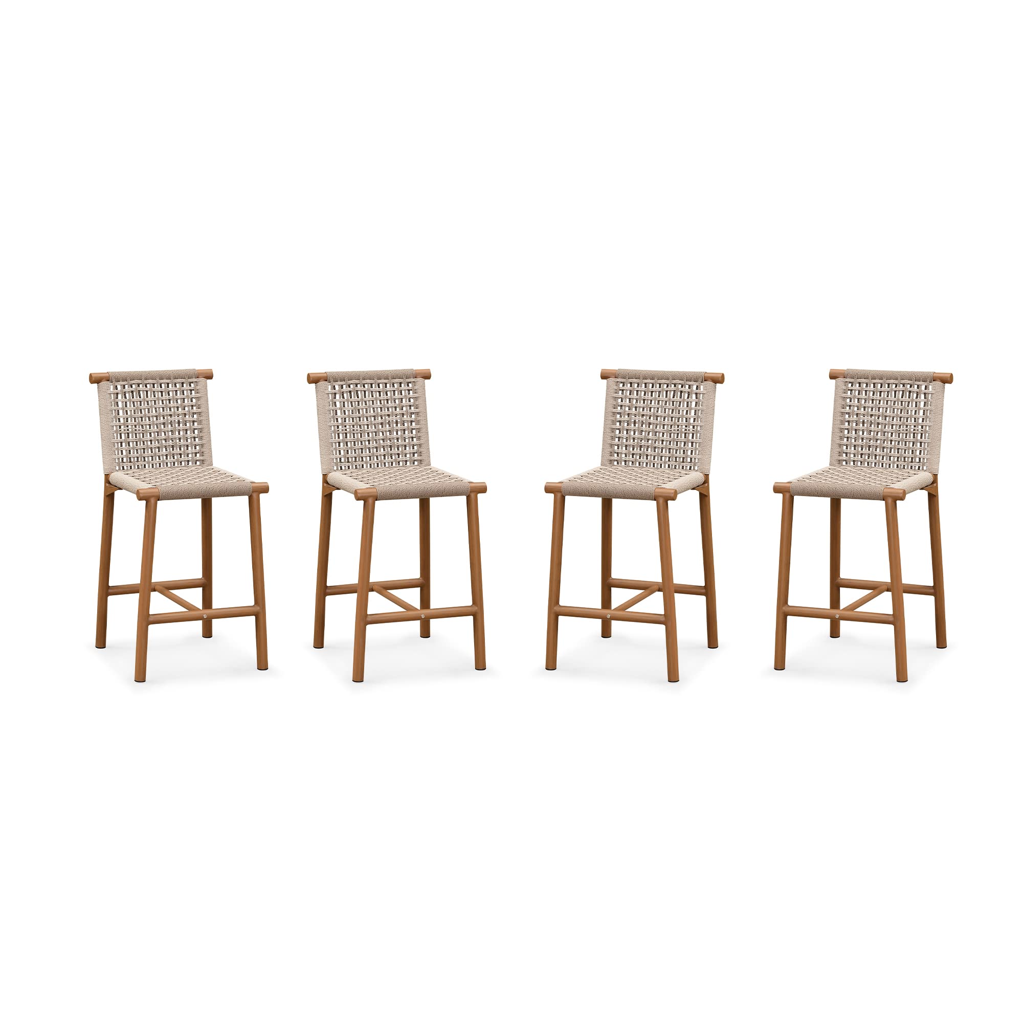 PURPLE LEAF Outdoor Bar Stools Set of 4 Aluminum Counter Height Wicker Stool with Back for Backyard Pool Lawn Kitchen Patio Metal Barstool Chairs