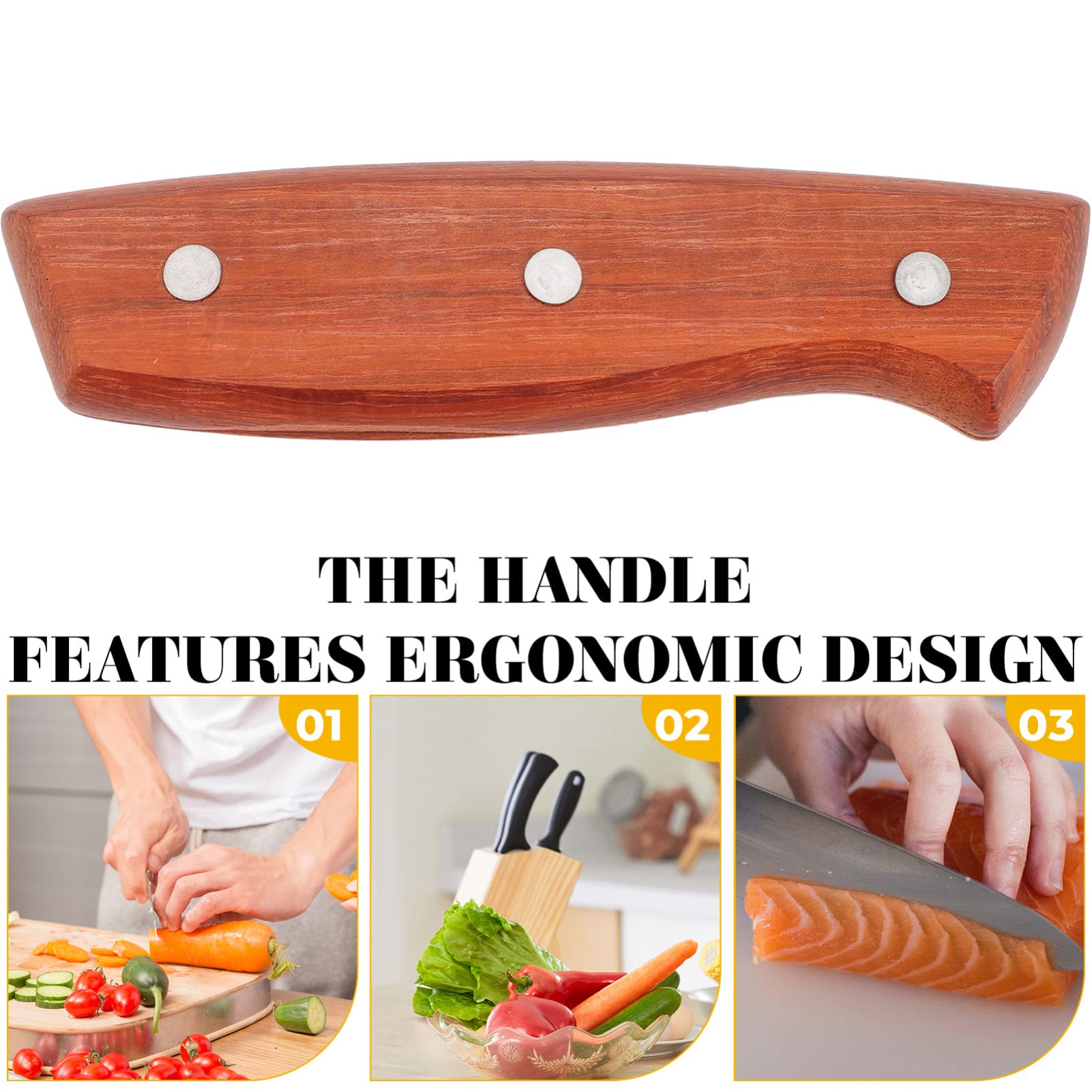 UPKOCH Replacement Wooden Knife Handle for Kitchen, Ergonomic Design with Holes, Anti-Slip Red Pear Wood Knife Handle Accessory for Easy Repair and Upgrade of Your Knives