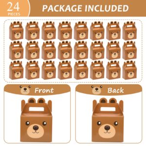 12Pcs Bear Treat Boxes Party Supplies Bear Baby Shower Theme Party Favor Goody Gift Boxes For Kids Boy Girl Brown Bear Theme Birthday Baby Shower Party Decorations Treat Candy Boxes 5.9x3.2x7.9inch