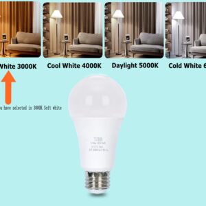 TJBB UL Listed 4-Pack 3 Way Light Bulbs Soft White 3000K 50 100 150 Watt Equivalent, Perfect for Reading, Standard A19 Indoor Led Bulb, 5/10/15 Watt Energy Efficient Bulb