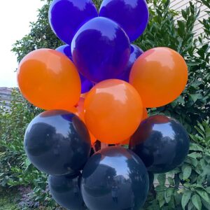 JODIDI 60 Pcs 12-Inch Latex Balloons in Black, Orange, and Purple - Perfect for Halloween, Graduation, Birthday, Baby Shower, and Party Decorations