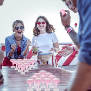 Hoolerry 28 Pcs Prosecco Table Tennis Game Set Include 22 Plastic Cups and 6 Balls for Bachelorette Party Girls Night, Birthday, Bridal Shower Game