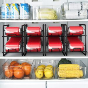 MOOACE 4 Pack Can Dispenser Rack, Stackable Can Storage Organizer Holder for Canned Food Kitchen Cabinet Pantry Countertop, Black