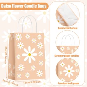 24 Pcs Daisy Flower Goodie Bags Groovy Party Favor Bags Hippie Daisy Gift Bags Retro Hippie Boho Girl Party Favors Bags with Handles Daisy Party Favors for Birthday Party Decorations Baby Shower