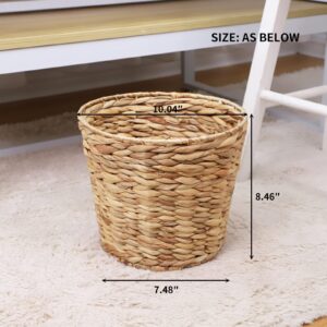 JLKIMZVO Water Hyacinth Wicker Waste Basket, Water Hyacinth Handwoven Garbage Can, Wicker Trash Can for Bathroom, Bedroom, Office