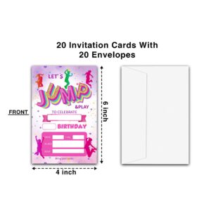 ONDTOM Jump Trampoline Birthday Party Invitations With Envelopes(4" x 6")- 20 Pack - Bounce House Party Invites-c56