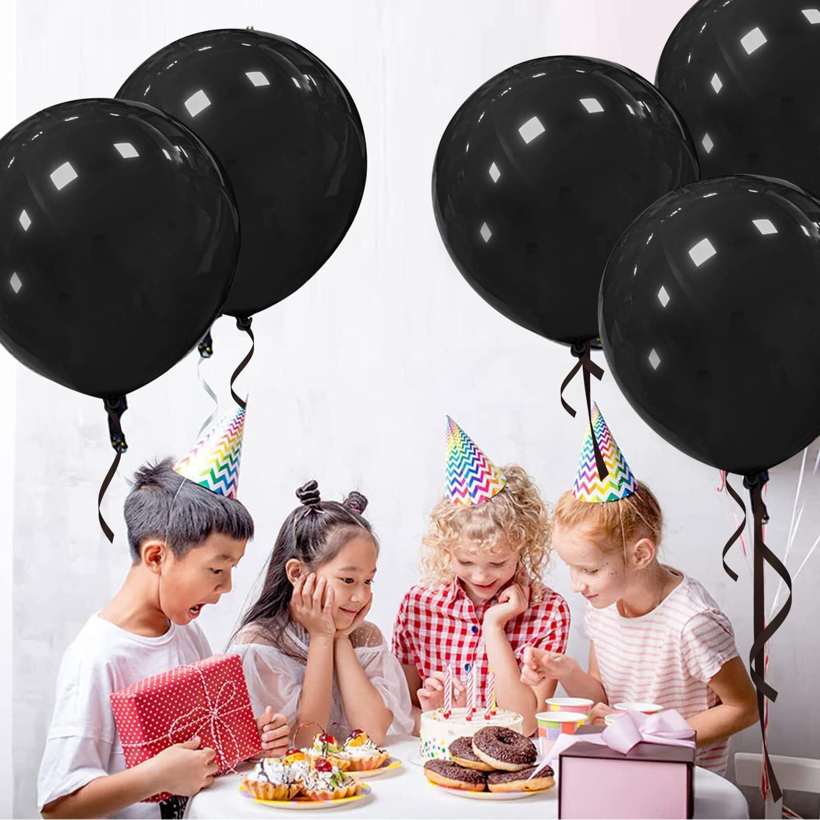 Black Latex Balloons 100 Pack 12 Inch Black Round Helium Balloons Party Balloons for Birthday Black Themed Wedding Graduation New Year Backdrop Decorations