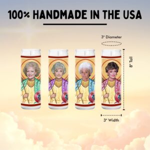 Golden Girls - Set of 4 - Blanche Rose Dorothy and Sophia - Celebrity Prayer Candles- Saint Candles - Betty Rue Bea & Estelle Votive Candle - Handmade USA - Celeb Comedy TV Show Gift.