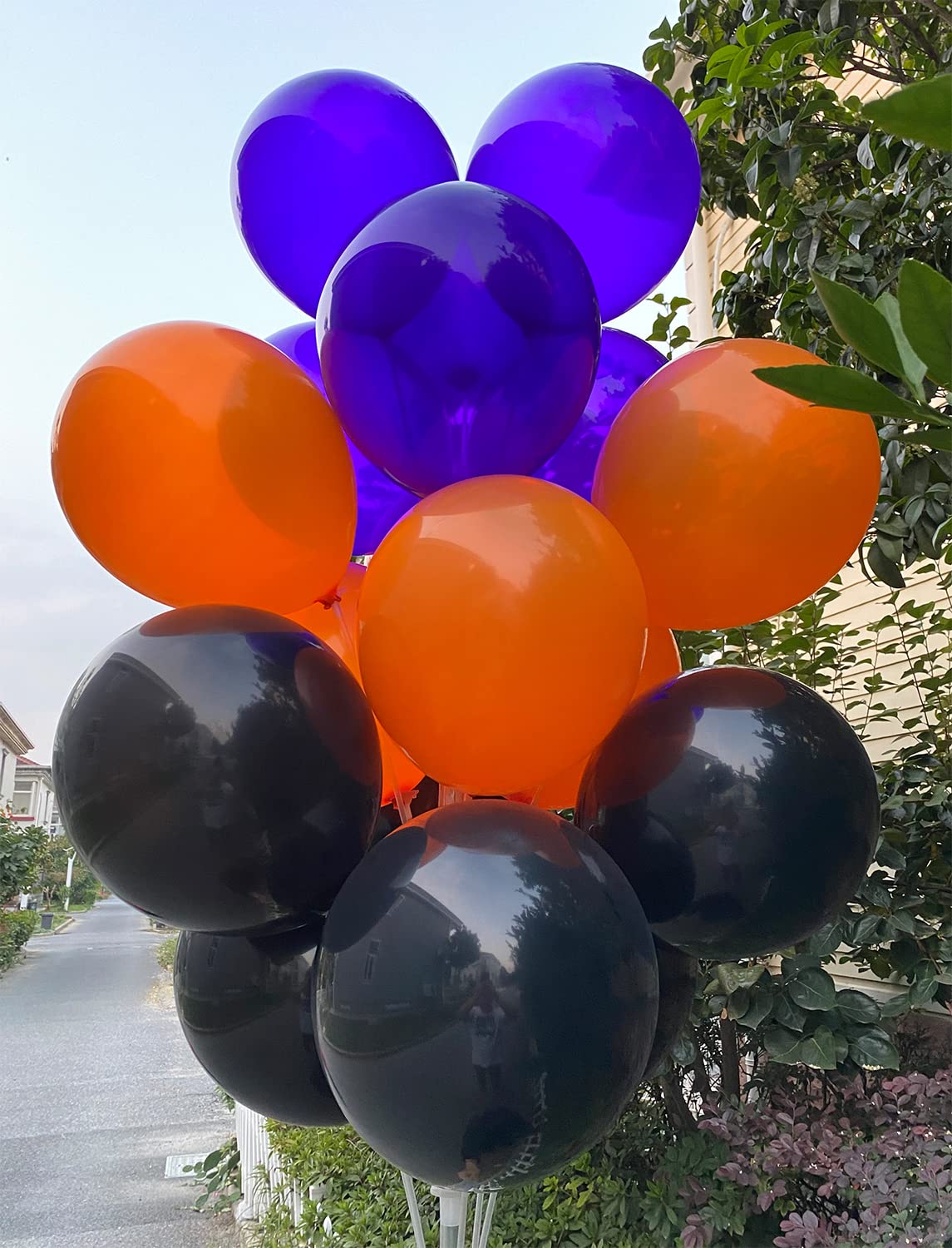 JODIDI 60 Pcs 12-Inch Latex Balloons in Black, Orange, and Purple - Perfect for Halloween, Graduation, Birthday, Baby Shower, and Party Decorations