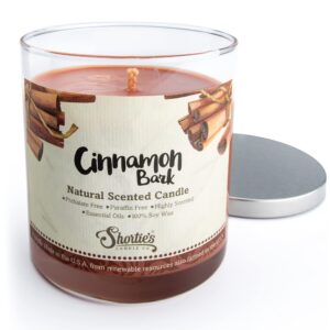 Cinnamon Bark Scented Natural Soy Candle, Essential Fragrance Oils, 100% Soy, Phthalate & Paraben Free, Clean Burning, 9 Oz.