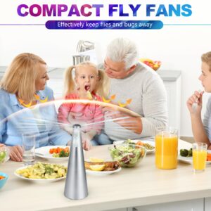 VAIPI 5 Pack Fly Fans for Tables, Outdoor Indoor Portable USB Fly Fan with 2 Fly Swatter, USB & Battery Operated Table Top Food Fan Picnic Fly Spinner for Restaurant, Patio, Kitchen, Party, BBQ